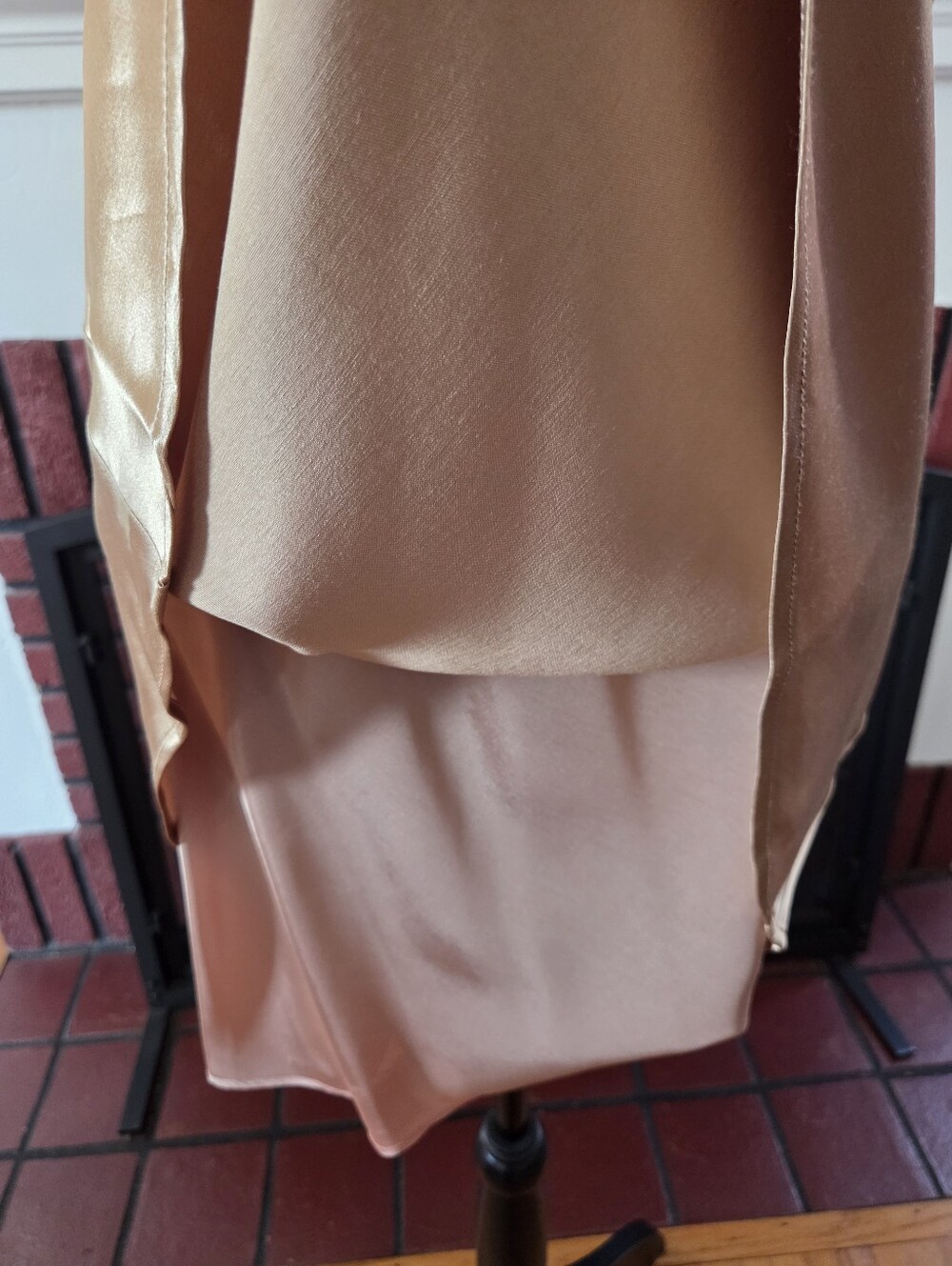 Moda Intl Satin Cowl Neck Dress in Warm Gold - Picture 7 of 7
